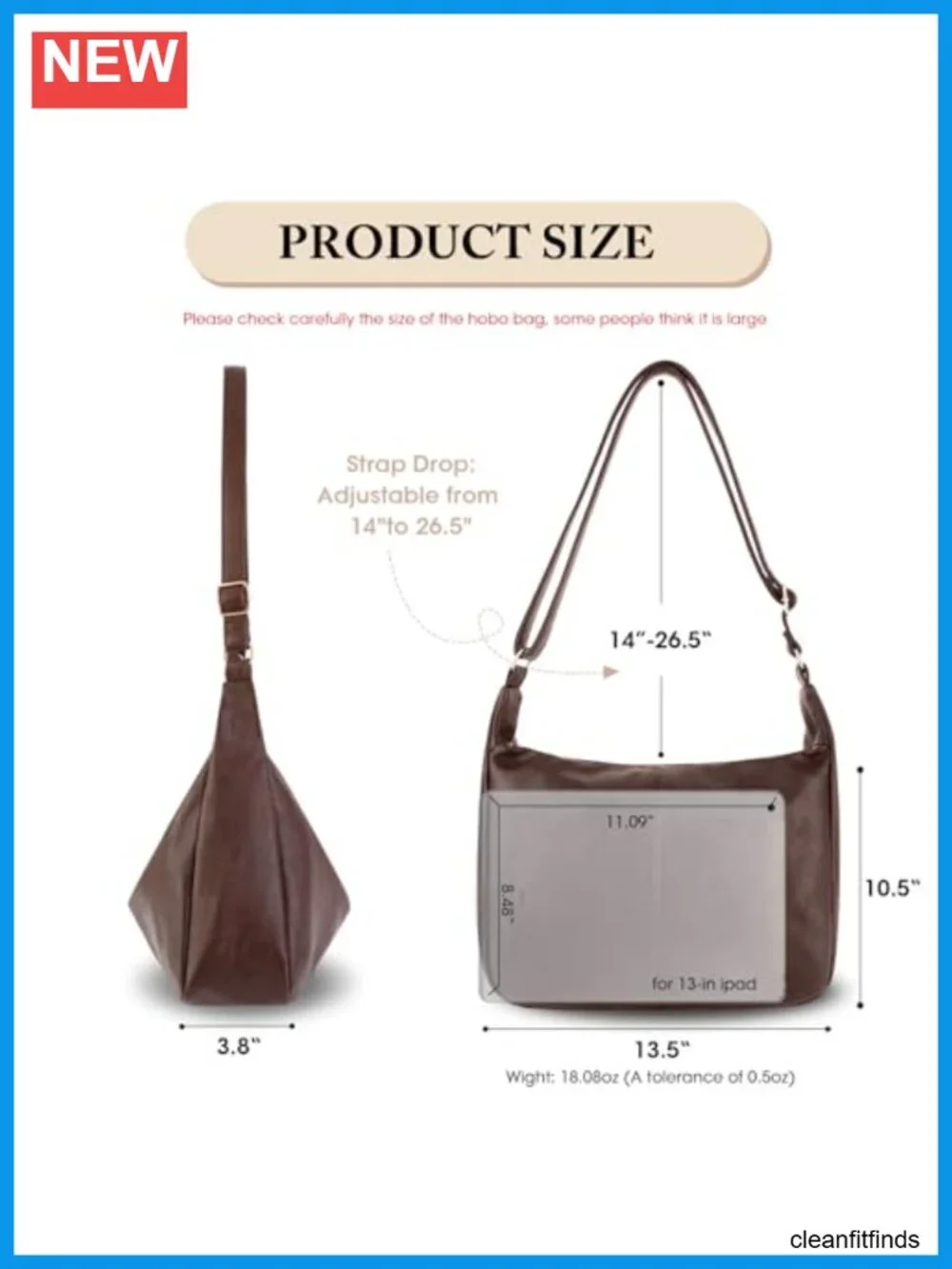 Women's Foldable Hobo Bag Slouchy PU Leather Shoulder Bag Crossbody